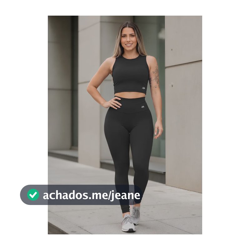 Conjunto Blackout Zero Transparência Legging E Cropped Suple Preto M