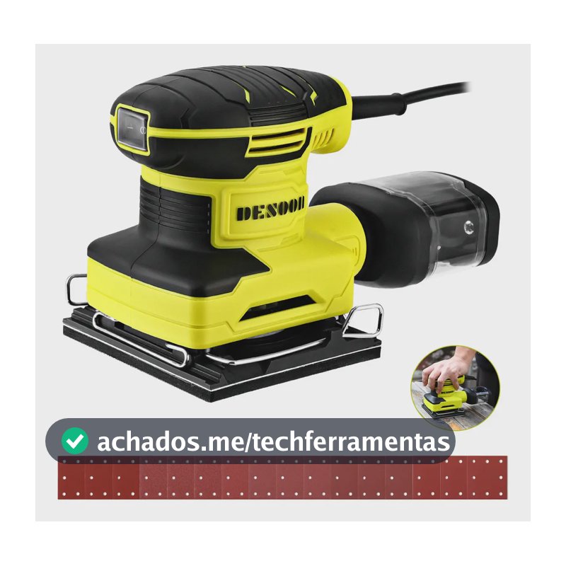 Lixadeira Orbital 300w Profissional Elétrica 13000Rpm Com Coletor De Pó Removivel 16 Pcs Lixa Para Madeira Metal E Pintura Desoon