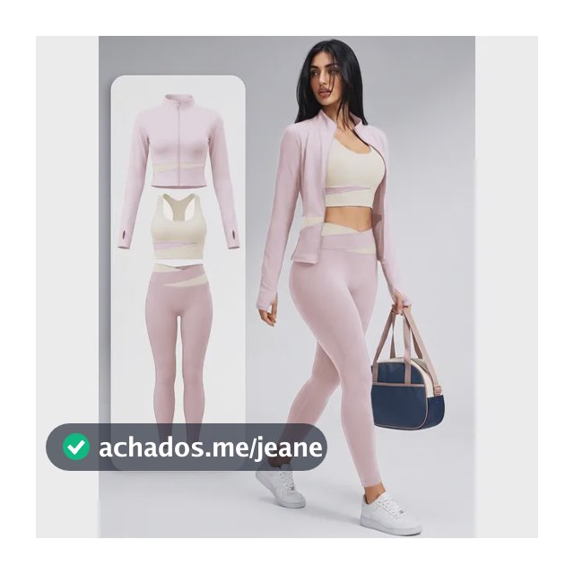 Conjunto De Yoga Feminino Blusa Calça Top Esportivo Gym Yoga Rosa Gg