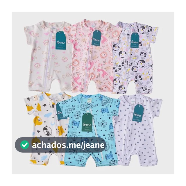 Kit 3 Macacão Curto Sortido Menina Menino