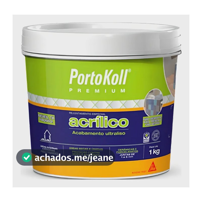 Rejunte Acrílico Premium Branco Brilhante 1kg Portokoll