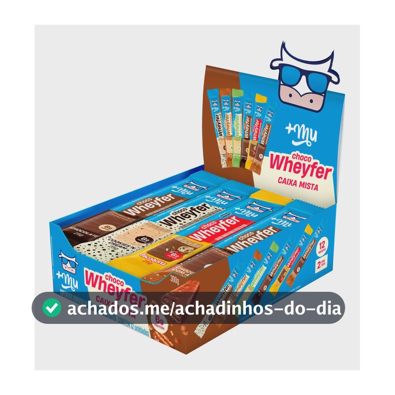 Whey protein +Mu Chocowheyfer em barra de cereais sabor Mix x 300g 12 un