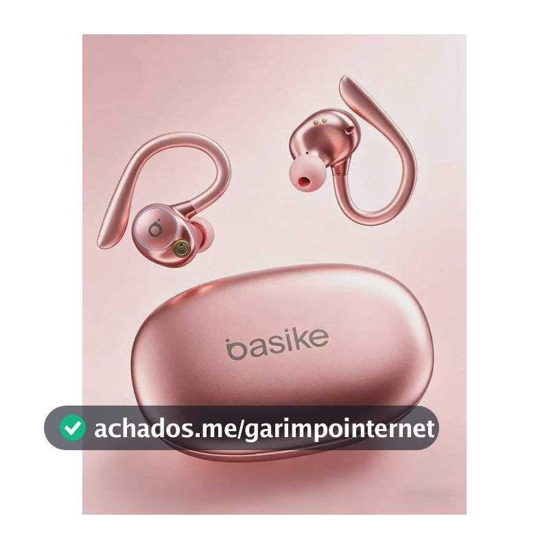 Fone de Ouvido Bluetooth 5.4 TWS com Ear Clip e Gancho, Som HiFi Graves Potentes e 3D, 50h Bateria e Carga Rápida, ENC Cancelamento de Ruído, IPX6 à Prova d'Água – Ideal para Academia e Corrida Basike