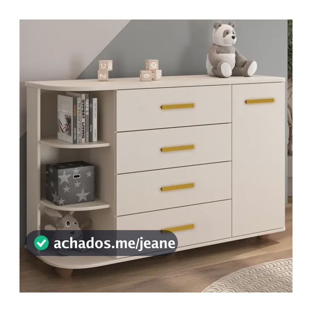 Cômoda Infantil Quarto Bebê Cant. Lorena Mdf Branco Phoenix