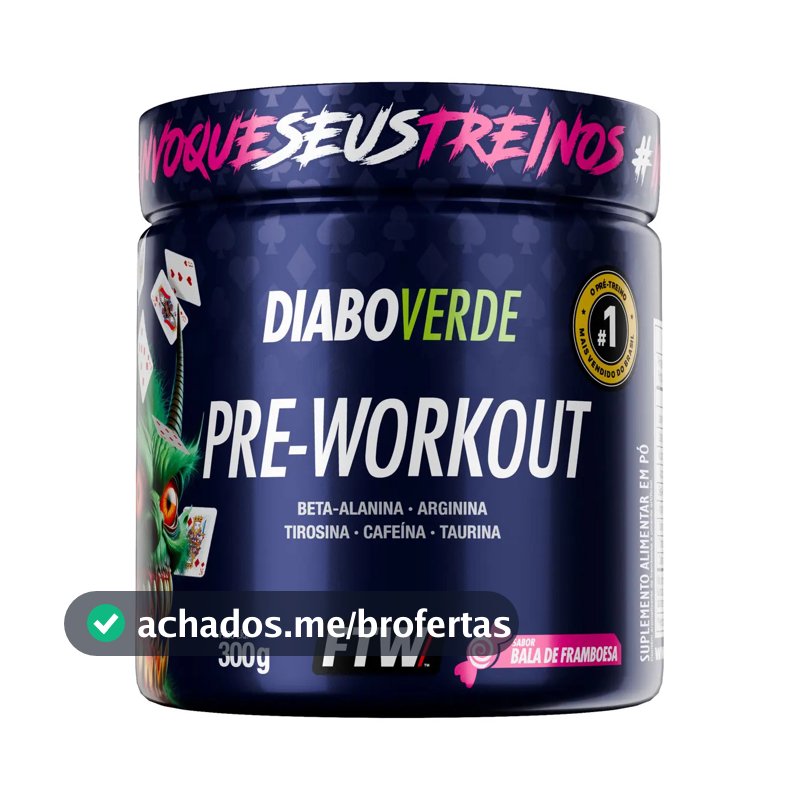 Pré Treino Pre Workout DIABO VERDE Pote 300g Sabor Bala De Framboesa Ftw