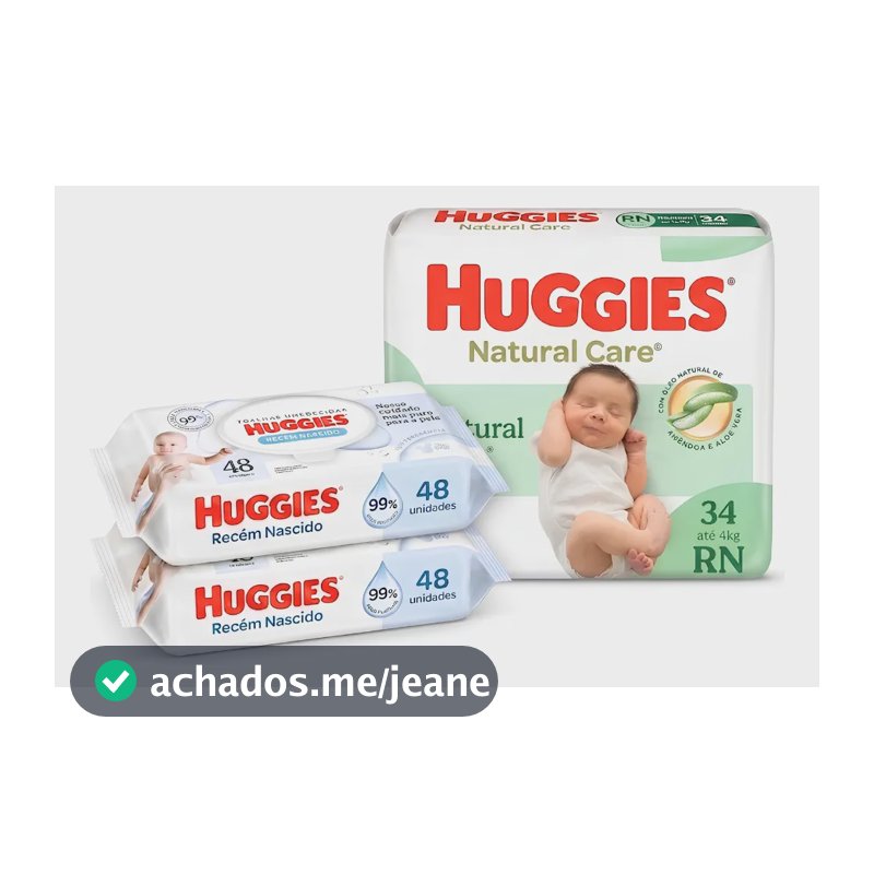 Kit Huggies: 34 Fraldas Rn + 2 Pacotes Lenços Umedecidos Rn Recém-nascido (rn) Sem Gênero