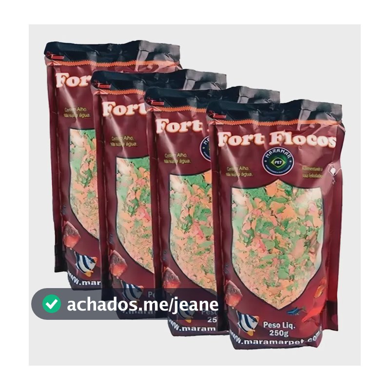 Kit 4 Unidades Ração Peixes Fort Flocos Básica 250g Maramar
