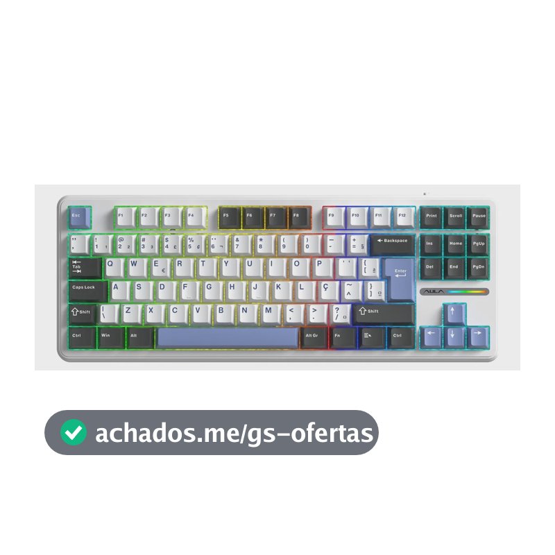 Teclado Mecânico Aula F87 Sem Fio Azul Marinho Hotswap Abnt2 Branco/azul Claro/azul Marinho Português Brasil