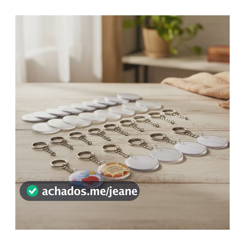 Insumo Botton Broche Botton Chaveiro 1 Face 100uni 3,2cm Branco