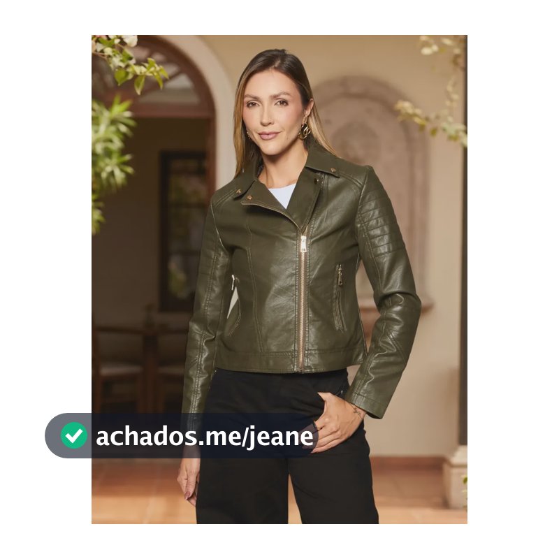 Jaqueta Fem. Biker Pu Facinelli 640452 Militar M Liso