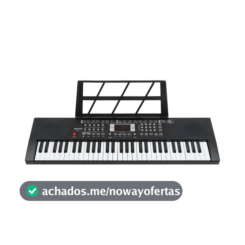 Teclado Musical Iniciante Piano Eletronico 61 Teclas Cor Preto