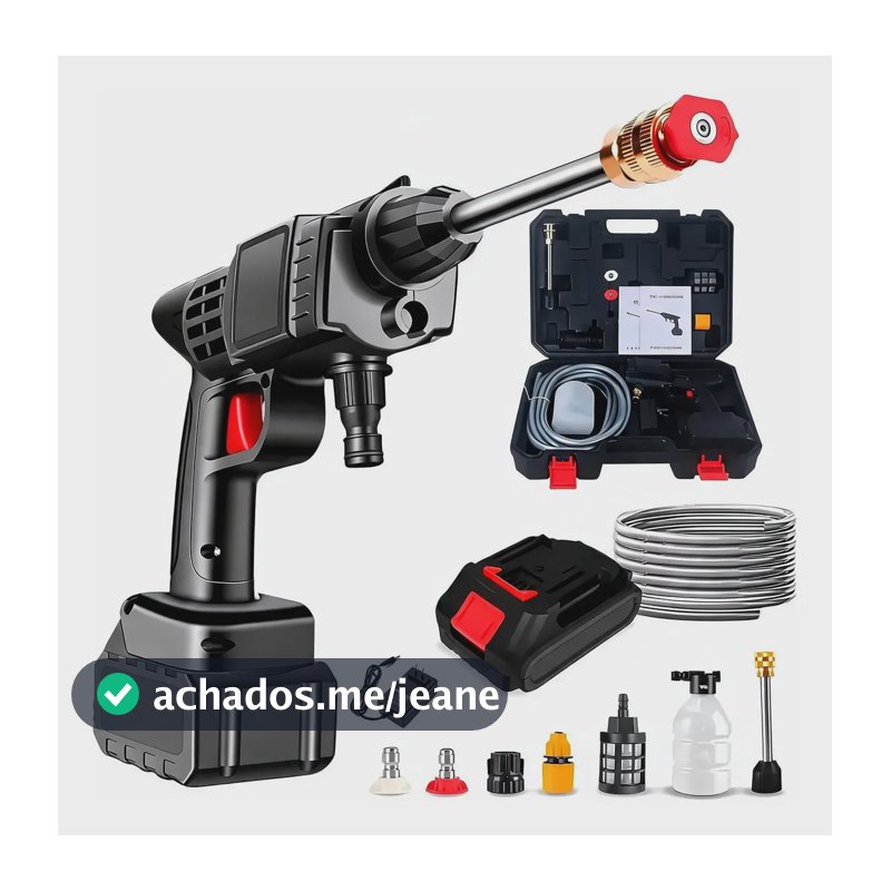 Lavadora Lava Jato Portatil Pressao Bateria + Maleta127/220v Preto 127/220v