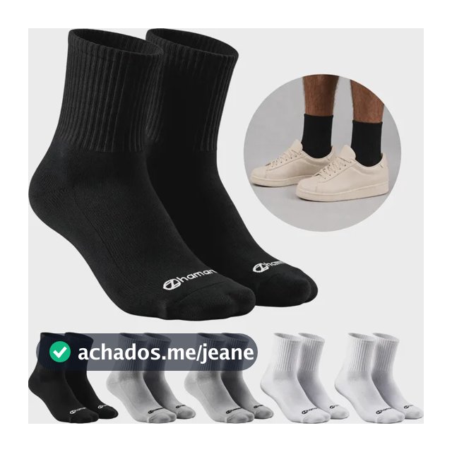 Kit 6 Pares Meias Zhamaro Algodão Cano Médio Alto Atoalhada