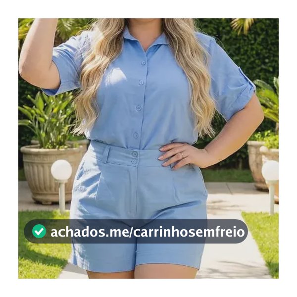 Conjunto Short E Blusa Camisa Linho Plus Size Feminino
