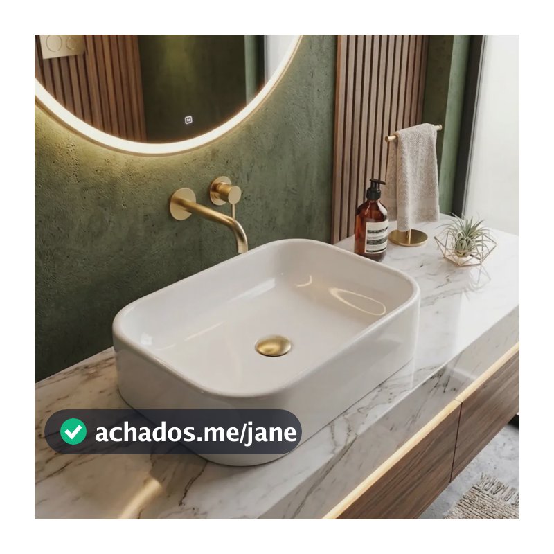 Cuba Pia De Apoio Luna 38x28 Para Banheiro Lavabo Sobrepor Branco Brilhante
