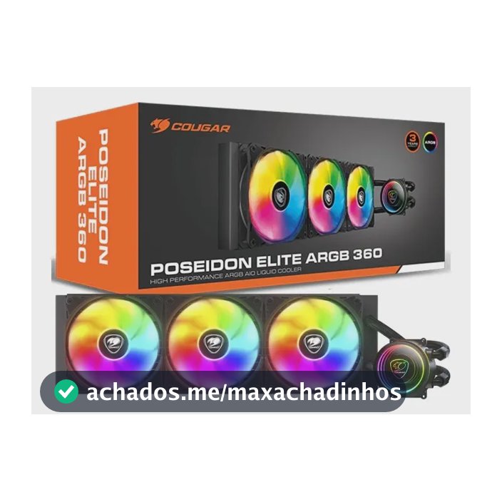 Water Cooler Cougar Poseidon Elite Argb Preto 360 Preto