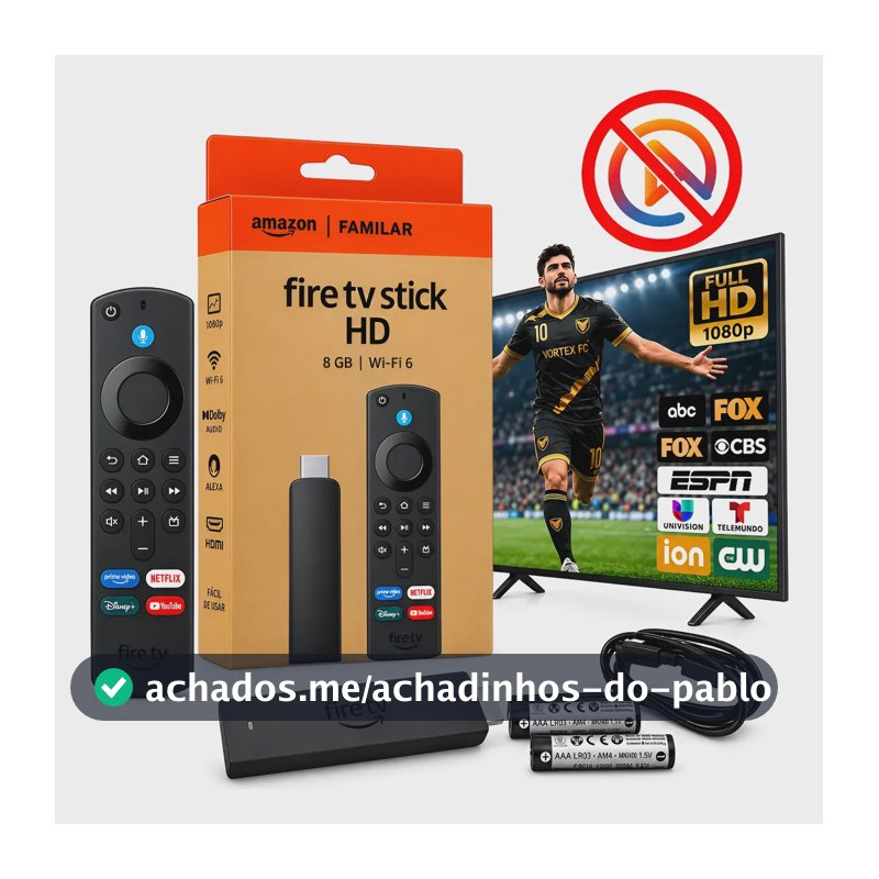 Amazon Fire Tv Stick Hd Wi-fi-6 Com Alexa Por Voz Preto Preto De Voz