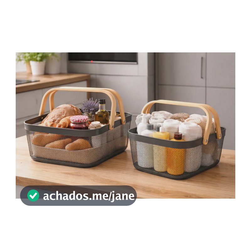 Cesto decorativo Casita cesto com alça preto 18cm de altura 28cm de largura