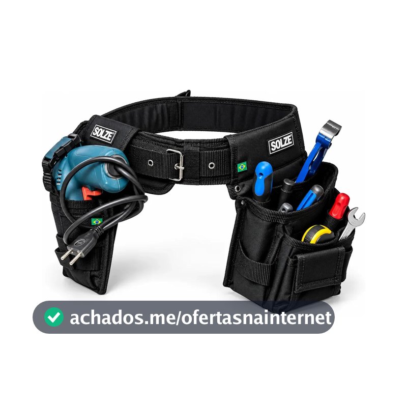 Cinto Duplo Preto Solze Porta Parafusadeira Para Ferramentas Preto