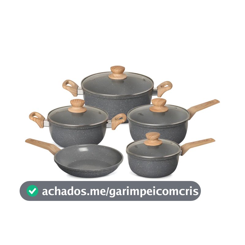 Conjunto de Panelas 5 peças com Revestimento Cerâmico Antiaderente e Acabamento Marmorizado e Fundo Compatível com Indução Oster - Dark Grey