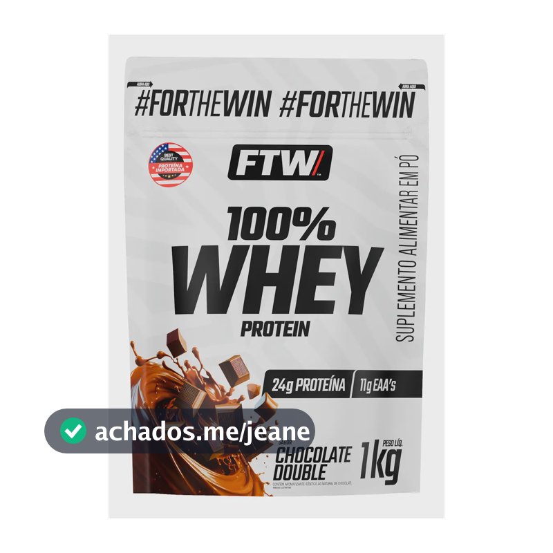 Suplemento Whey Protein 100% Concentrado Refil 1kg Sabor Chocolate Double FTW