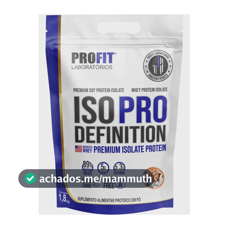 Iso Pro Definition Premium Isolate Protein Profit Refil 1.8kg Sabor Cookies And Cream