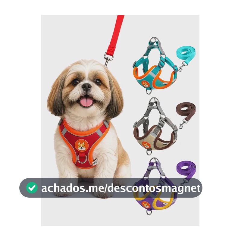Coleira Peitoral para Cachorros e Gatos Design Ergonômico Faixa Reflexiva Com Guia de Passeio Colete Pet Respirável Antipuxão Vermelho M