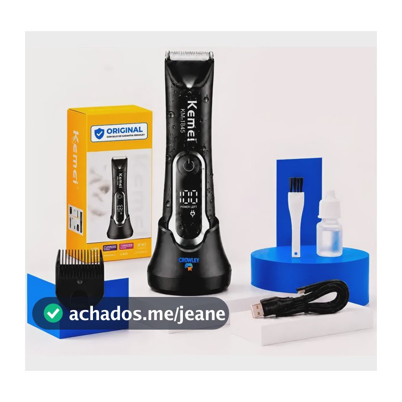 Aparador De Pelos Kemei-1845 Prova D'água Bivolt Com Base Preto 127/220v