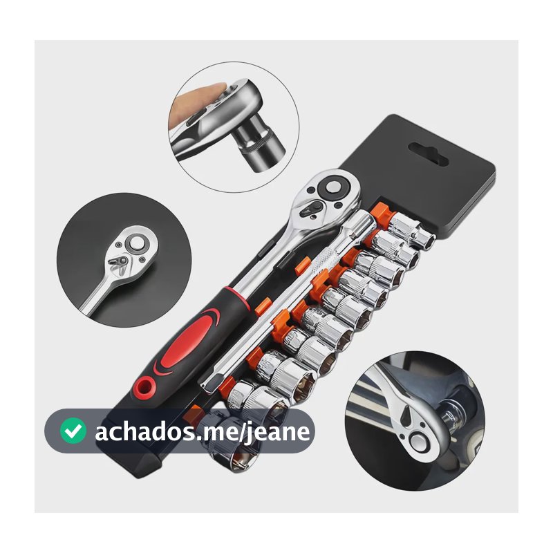 Jogo Sextavado Soquete 1/2 Com Catraca 12 Pcs E Extensão Aço