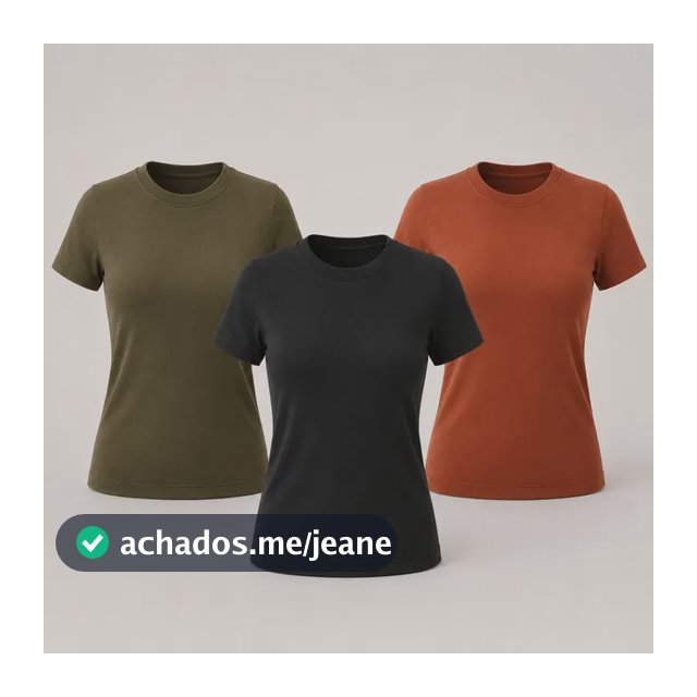 Kit 3 Blusa Feminina Plus Size Camiseta Basica T Shirt P005 Militar-terra-preto G1 44-46
