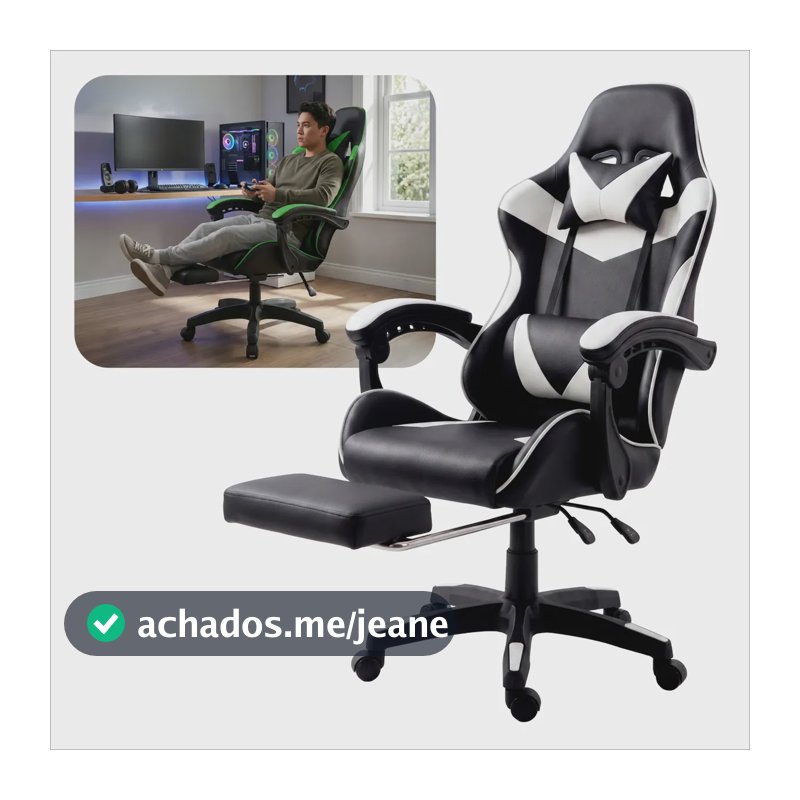 Cadeira Gamer Jogos Setup Profissional Ergonômica Reclinavel Branco Couro Sintético