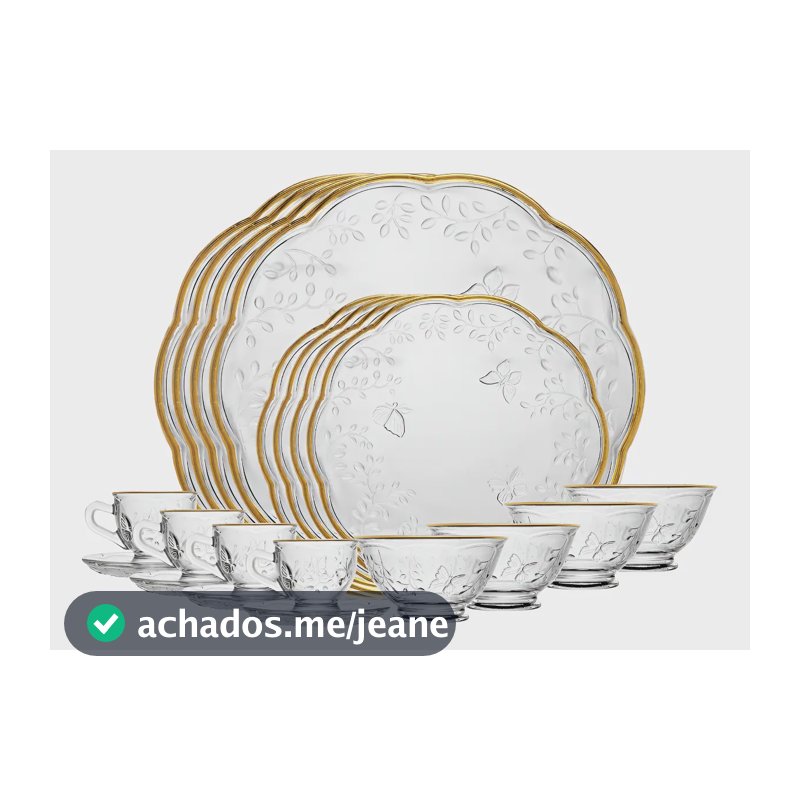Jogo Jantar 20 Peças New Butterfly Com Fio Ouro Cristal Lyor