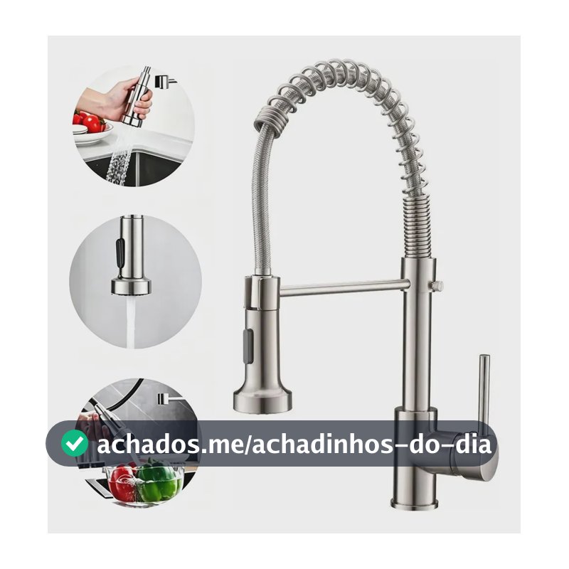 Torneira Gourmet Para Cozinha Inox Escovado De Bancada Quente e frio Monocomando Misturador Cor Prateado Yesop
