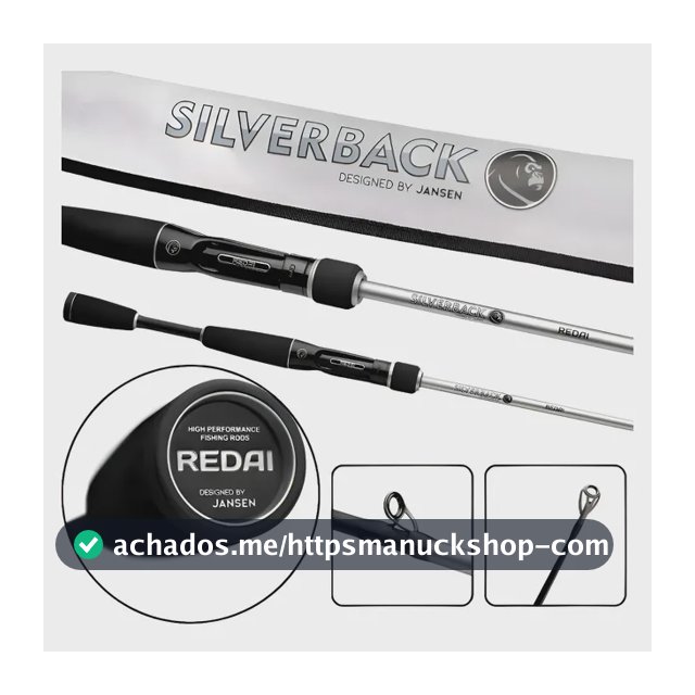 Vara Para Carretilha Redai Silverback 6'0 1,83mts 14-25lbs Preto E Cinza