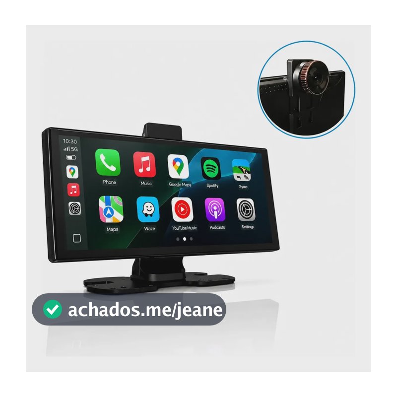 Central Multimidia 10.26' C/ Câmera Dvr Android Auto Carplay Preto