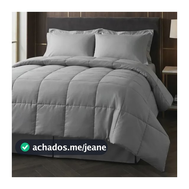 Kit Edredom Casal Queen 6 Peças Com Jogo De Lençol Cinza Casa Dona