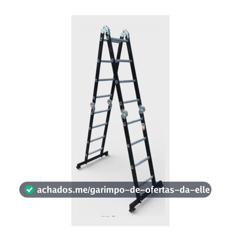 Escada Multifuncional Alumínio 4x3 Zumax 12 Degraus 3,15m Preto