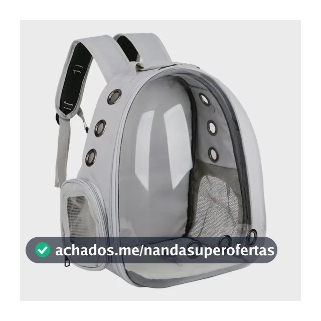 Mochila de transporte Pet Gatos e Cachorro Visão 360 Ventilação Transparente Passeio Cinza