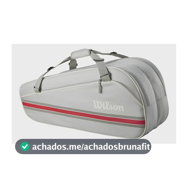 Bolsa de raquete de tênis Wilson Team 6 unidades cinza e vermelha
