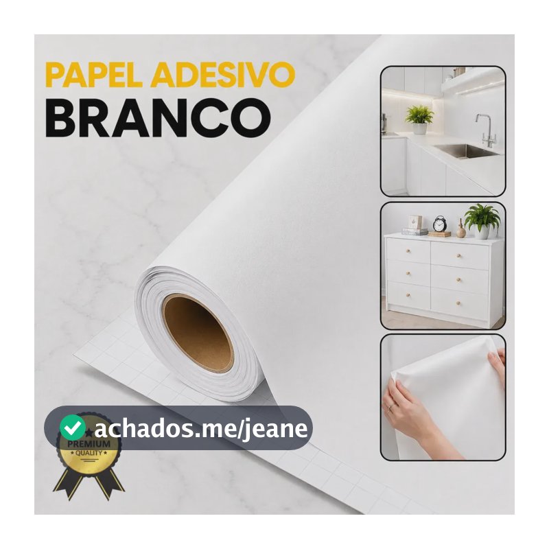 Papel Adesivo 2 Metros X 45cm Envelopamento Móveis E Parede Branco Fosco Autocolante Lavável Vinílico CNC DO BRASIL