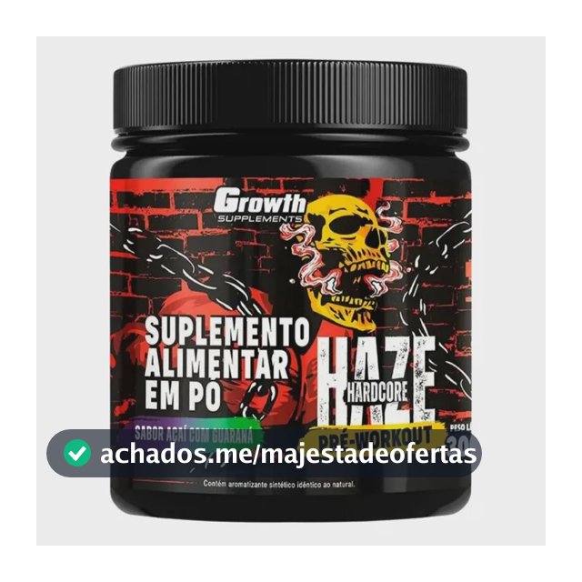Haze Hardcore - Pré-treino 300g - Growth Supplements Sabor Açaí Com Guaraná