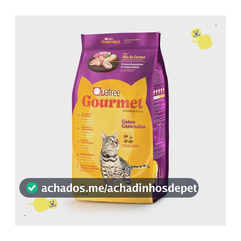 Ração Quatree Gourmet Gatos Castrados Mix de Carnes 10.1kg