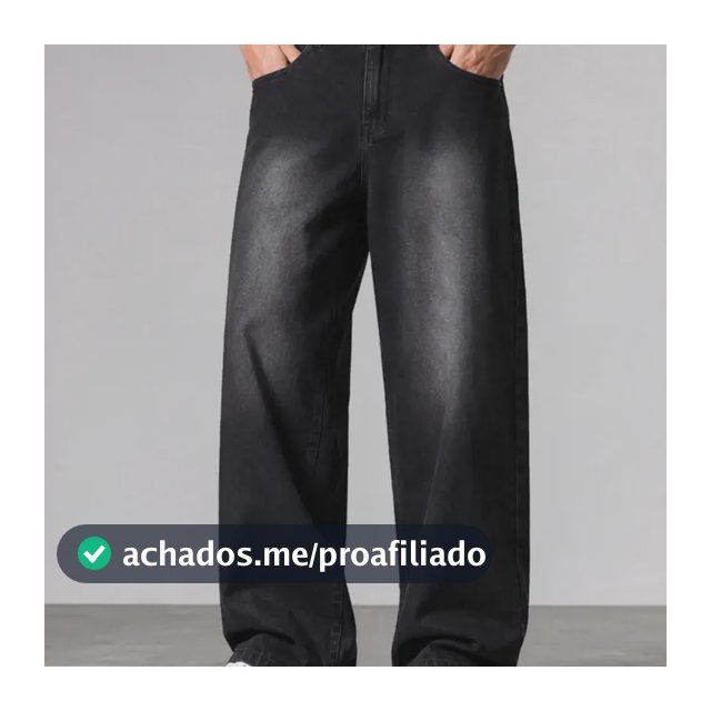 Calça Jeans Masculina Larga Baggy Grande Reta Balão Wide Black Street 44