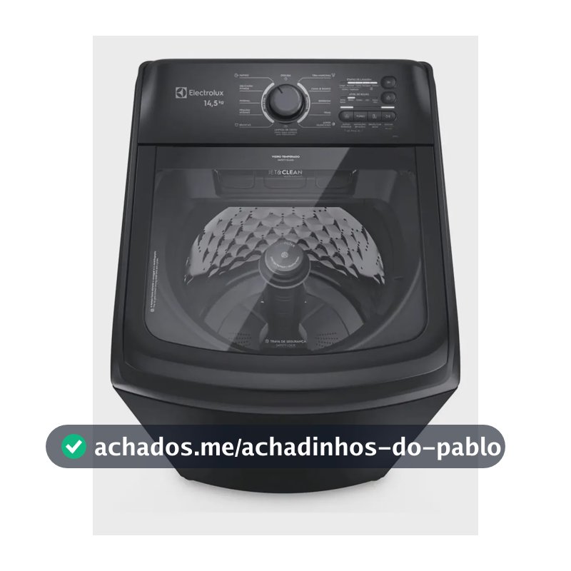 Máquina De Lavar Electrolux 14,5kg Cesto Inox Lep15 Preto