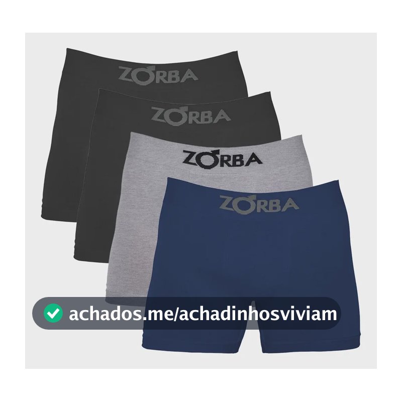 Kit 4 Cuecas Boxer Sem Costura Algodão Zorba Pto Mho Mes Liso M