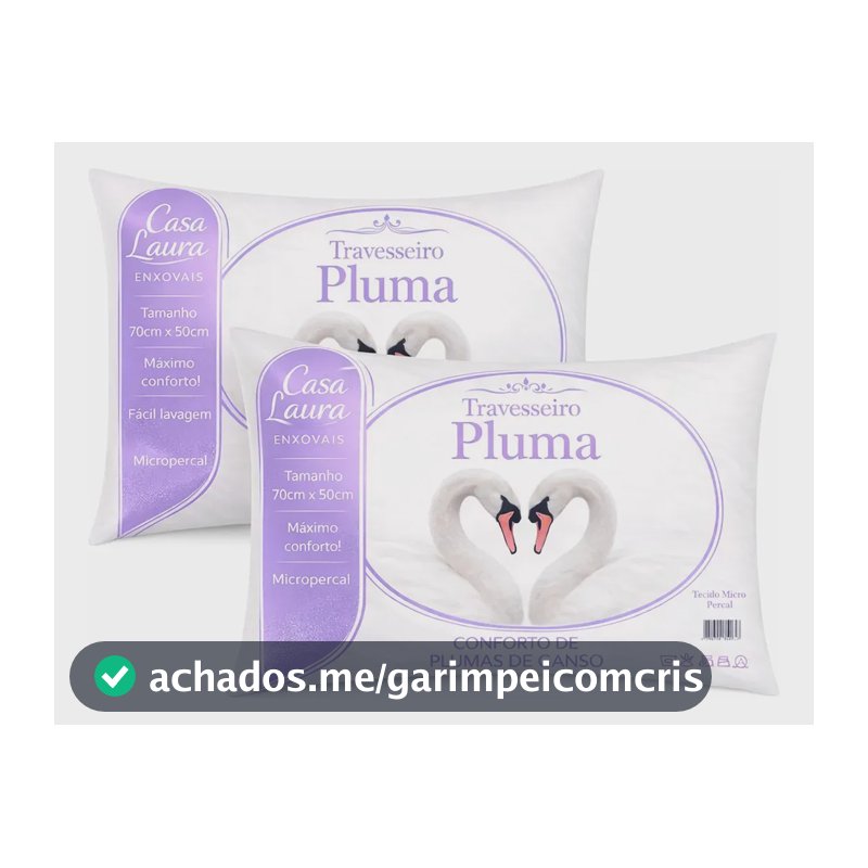 Kit 02 Travesseiro Antialérgico Pluma De Ganso 70cm X 50cm Cor Branco