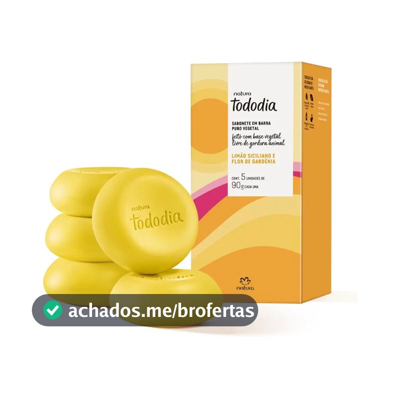 Sabonete Natura tododia limão siciliano e flor de Gardênias em barra 5 unidades 90g cada