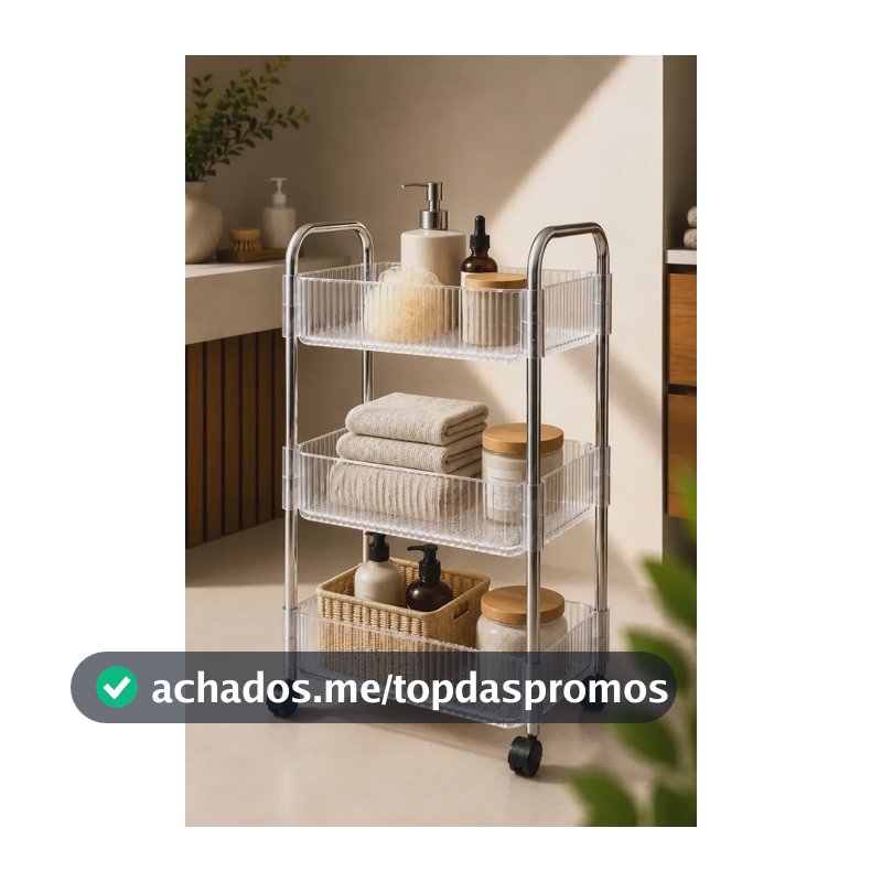 Carrinho De Canto Organizador Rodinha Prateleiras - Yushima Acrilico Transparente