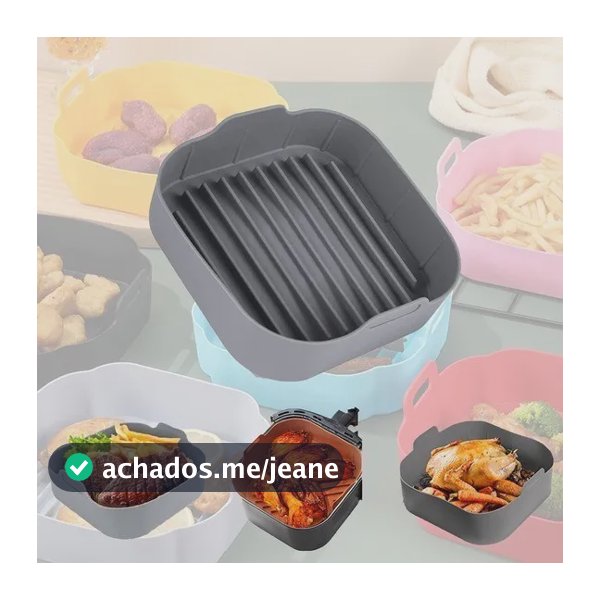Kit 2 Forma De Silicone Para Air Fryer Forno Fritadeira Quadrado 2pcs