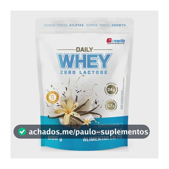 Daily Whey Protein Zero Lactose 800g Growth Supplements Baunilha